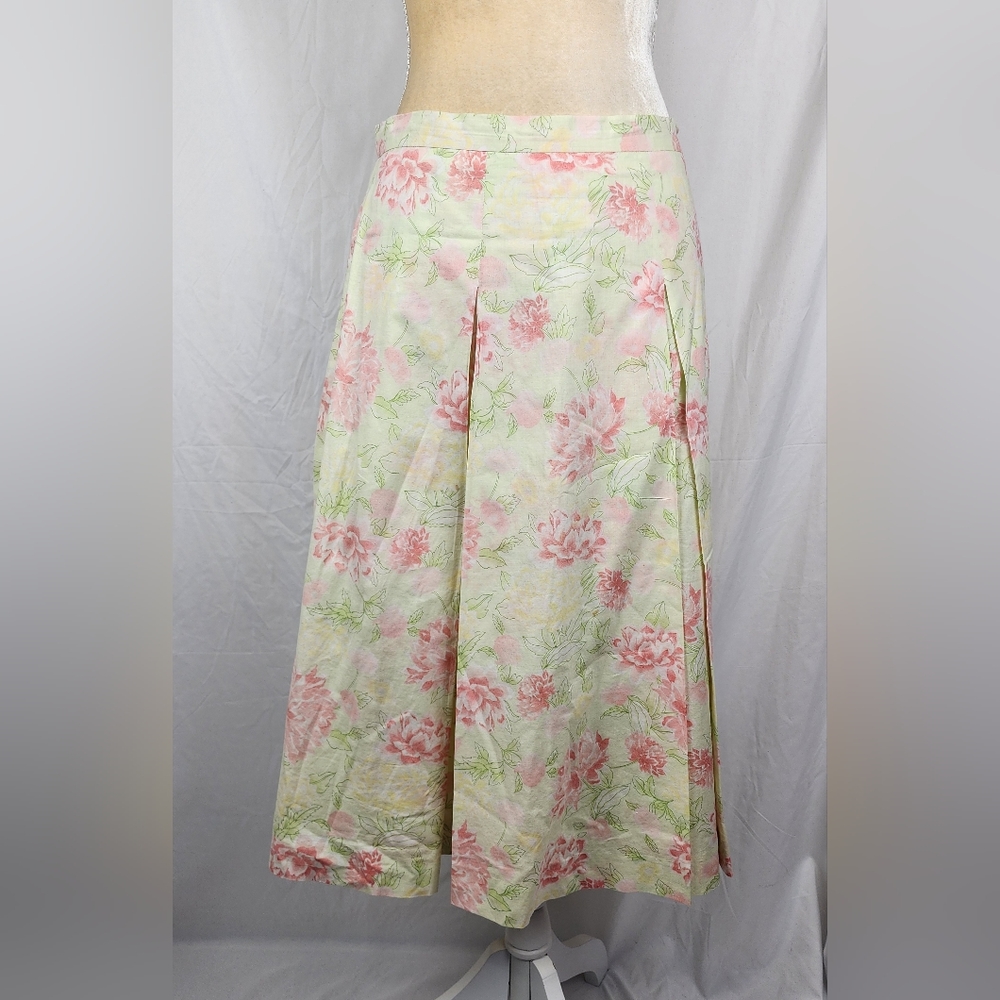 Jones New York County Pleated Floral Pastel Lined Women's Skirt sz 6